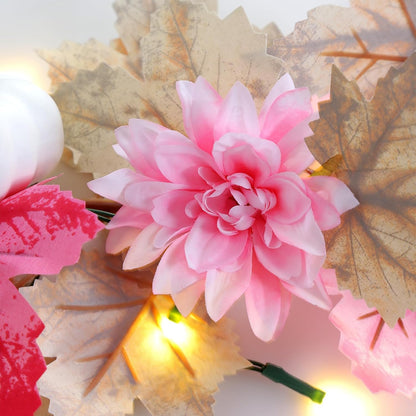 5.7FT Pink Pumpkins Fall Garland Maple Leaves Thanksgiving Table Decor