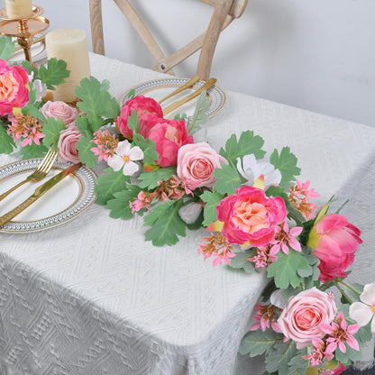5.7FT Pink Pumpkins Fall Garland Maple Leaves Thanksgiving Table Decor