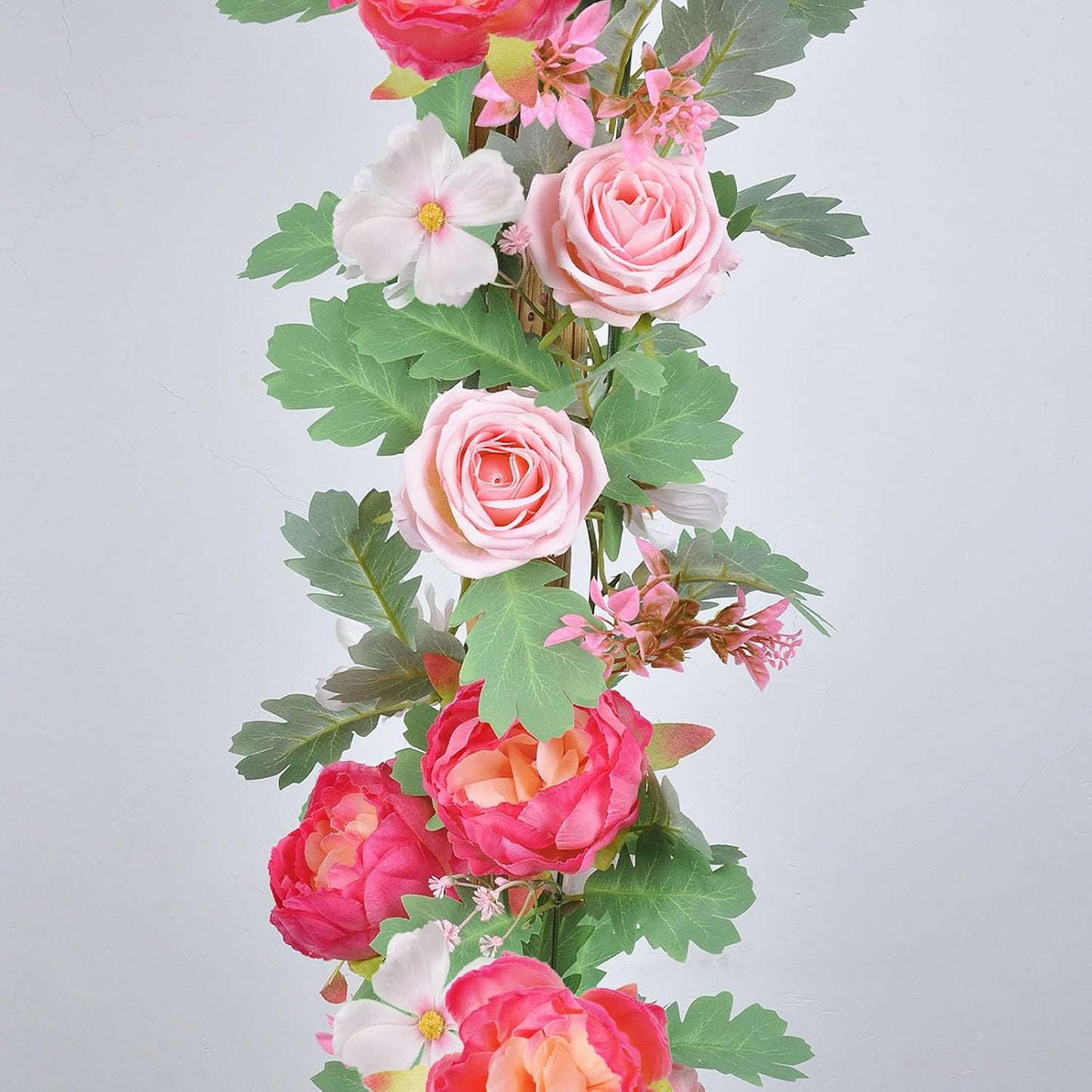 5.7FT Pink Pumpkins Fall Garland Maple Leaves Thanksgiving Table Decor