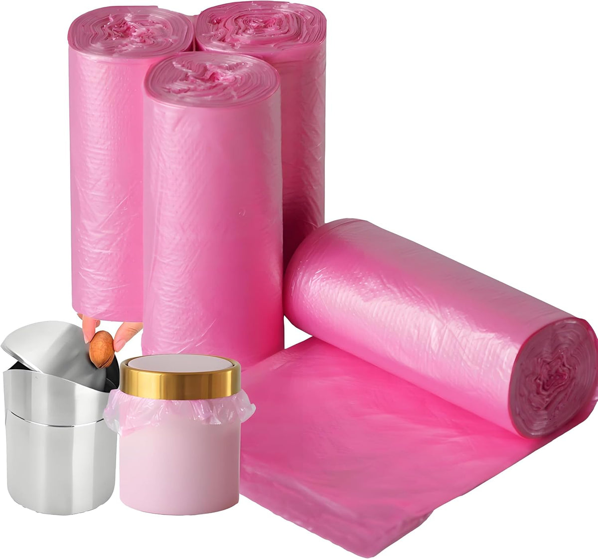 200 Pack Small Garbage Bags- Perfect for Desktop Trash Cans - Odorless (Pink)