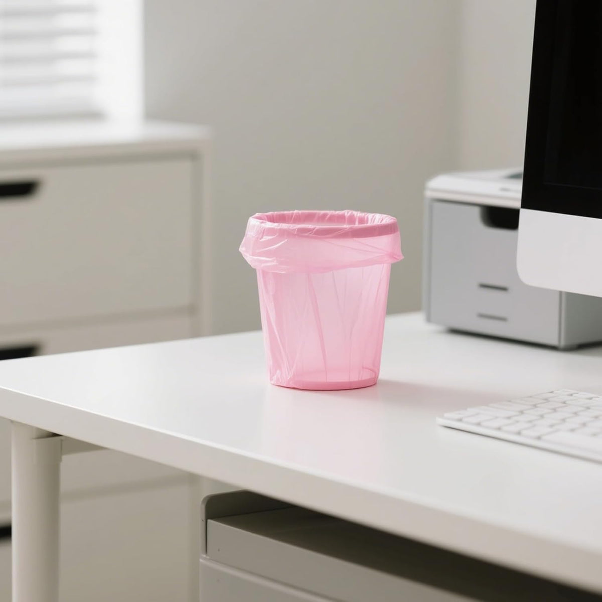 200 Pack Small Garbage Bags- Perfect for Desktop Trash Cans - Odorless (Pink)