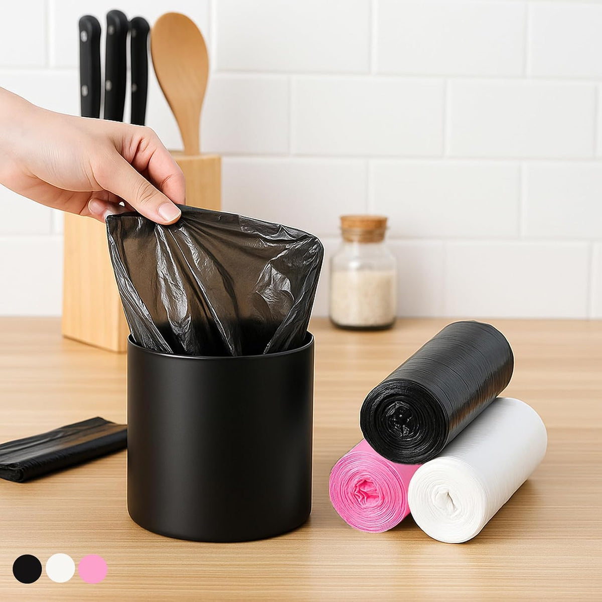 200 Pack Small Garbage Bags- Perfect for Desktop Trash Cans - Odorless (Pink)