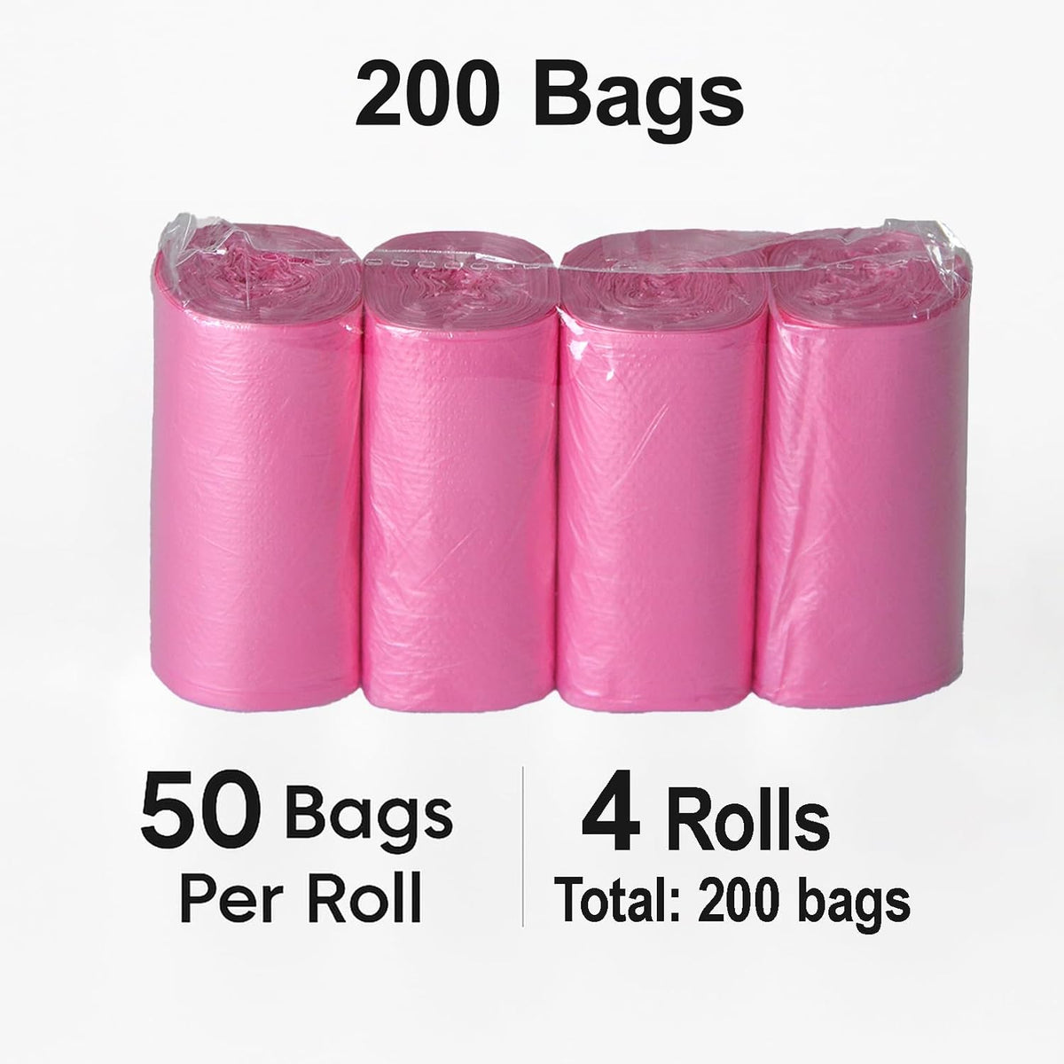 200 Pack Small Garbage Bags- Perfect for Desktop Trash Cans - Odorless (Pink)