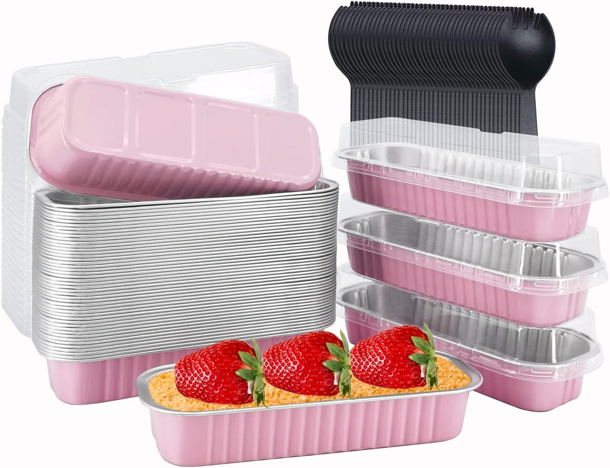Mini Loaf Pans with Lids 50 Pack, 6.8oz Small Cake Baking Tins