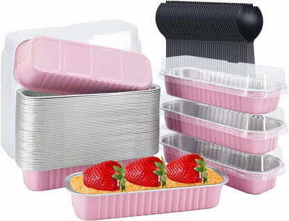 Mini Loaf Pans with Lids 50 Pack, 6.8oz Small Cake Baking Tins