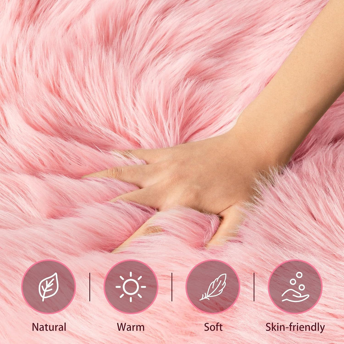 Ciicool Faux Sheepskin Rug Soft Faux Fur Rugs Pink Fluffy Rugs 2x3 Feet