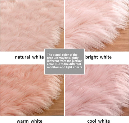 Ciicool Faux Sheepskin Rug Soft Faux Fur Rugs Pink Fluffy Rugs 2x3 Feet