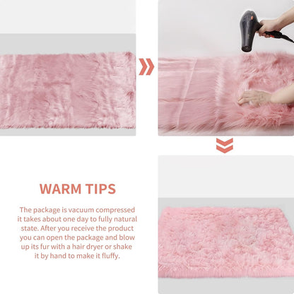 Ciicool Faux Sheepskin Rug Soft Faux Fur Rugs Pink Fluffy Rugs 2x3 Feet