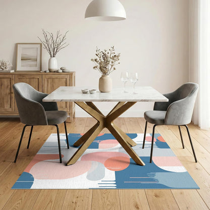 5'x7' Washable Flatwoven Rug, Blush Pink Abstract Abstract Stain Resistant Area Rug for Guest Room, Lounge, Apartment, Non-Slip Low Profile Floor Covering | Ref:2092535