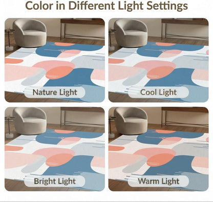 5'x7' Washable Flatwoven Rug, Blush Pink Abstract Abstract Stain Resistant Area Rug for Guest Room, Lounge, Apartment, Non-Slip Low Profile Floor Covering | Ref:2092535