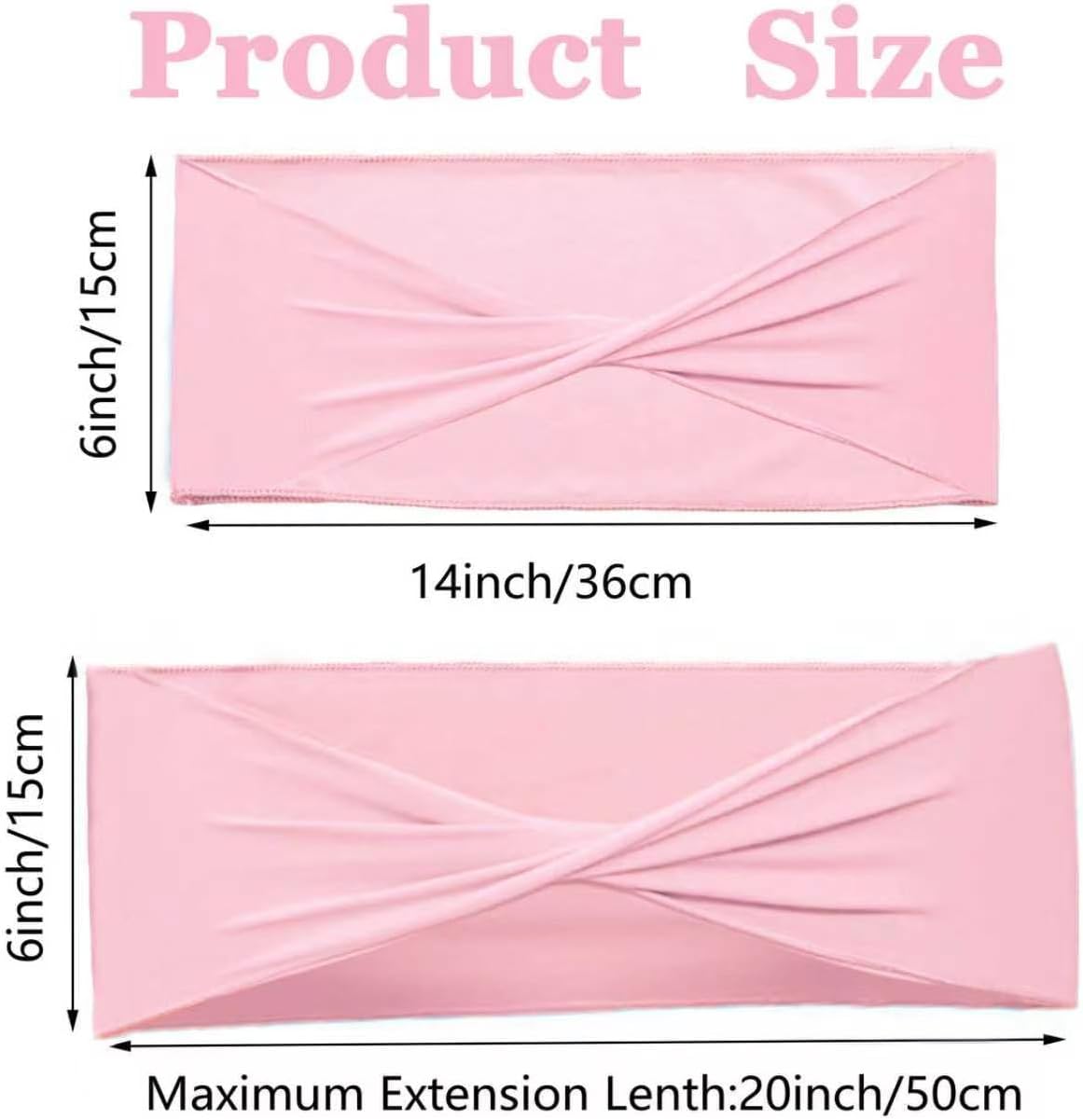 50 PCS Spandex Light Pink Chair Sashes Bows Stretch Chair Cover Bands Ties