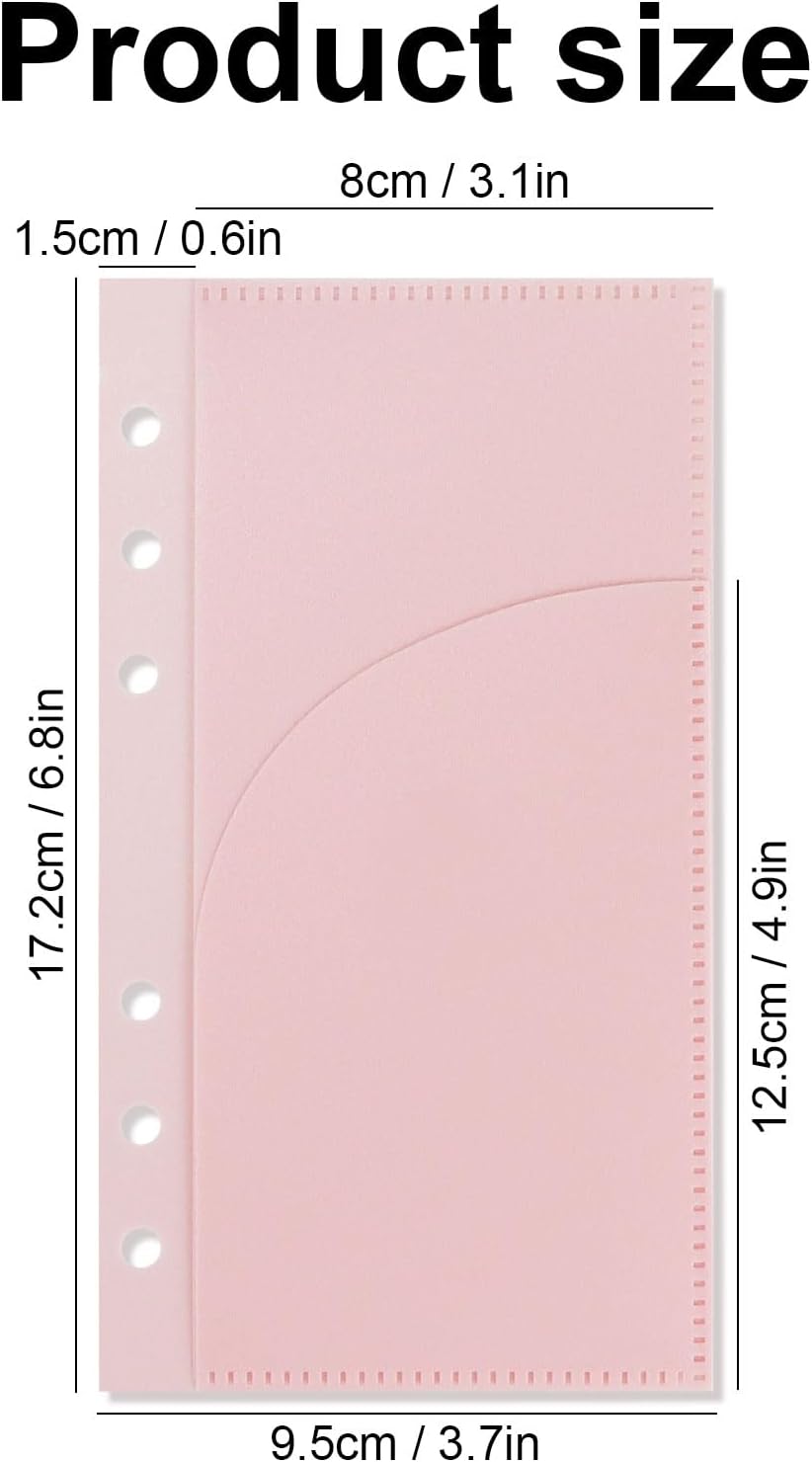 10 Pcs A6 Binder Pockets with No Zipper Two Pockets Budget Envelopes