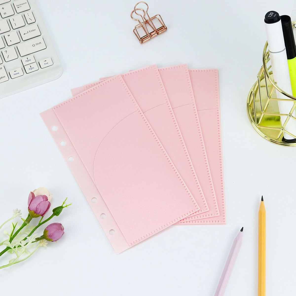 10 Pcs A6 Binder Pockets with No Zipper Two Pockets Budget Envelopes