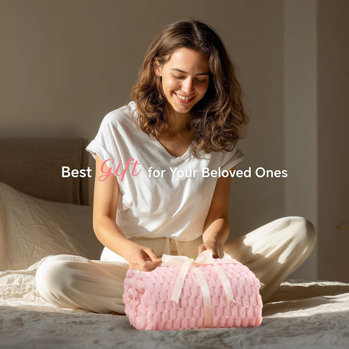 Pink Large Throw Blanket for Couch, Cozy Gifts for Women, 50 * 70