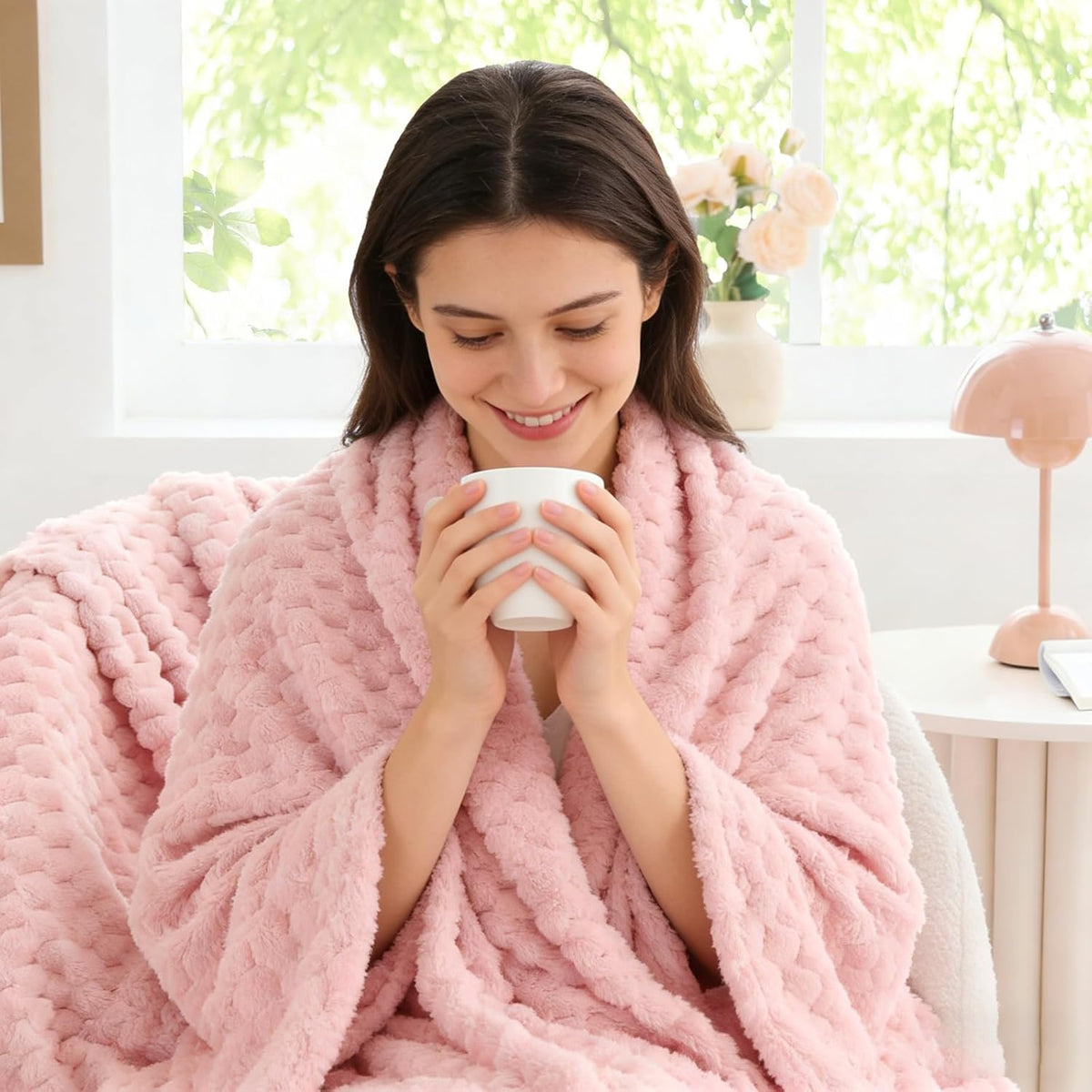 Pink Large Throw Blanket for Couch, Cozy Gifts for Women, 50 * 70
