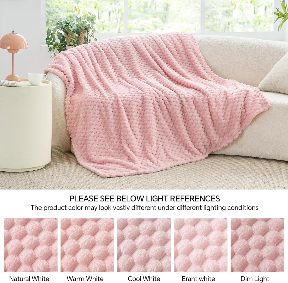 Pink Large Throw Blanket for Couch, Cozy Gifts for Women, 50 * 70