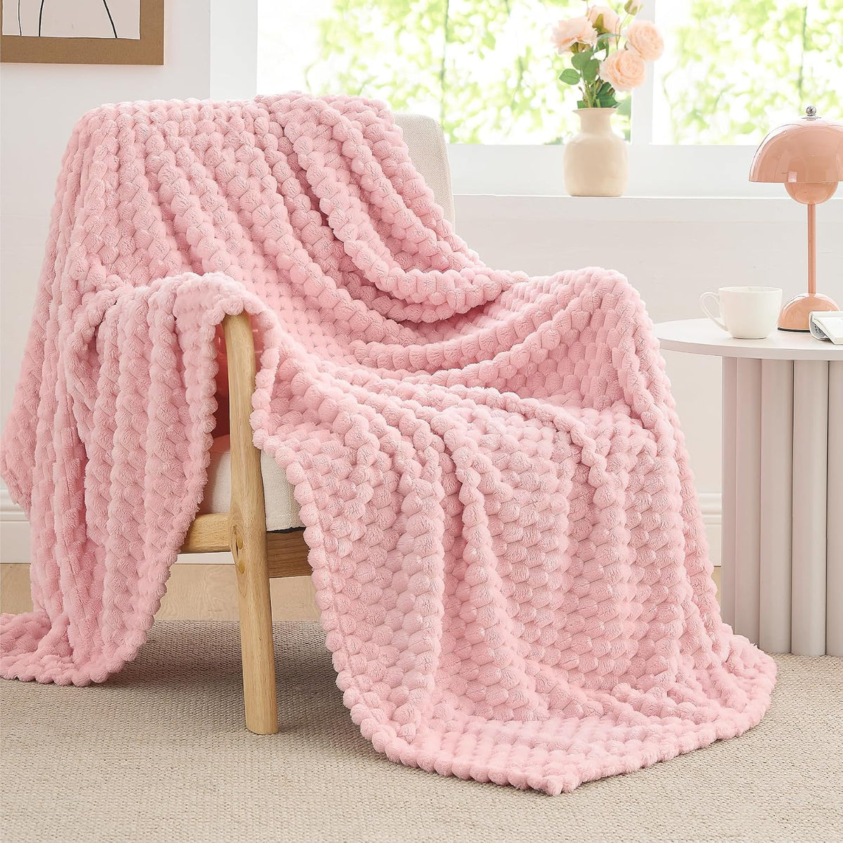 Pink Large Throw Blanket for Couch, Cozy Gifts for Women, 50 * 70