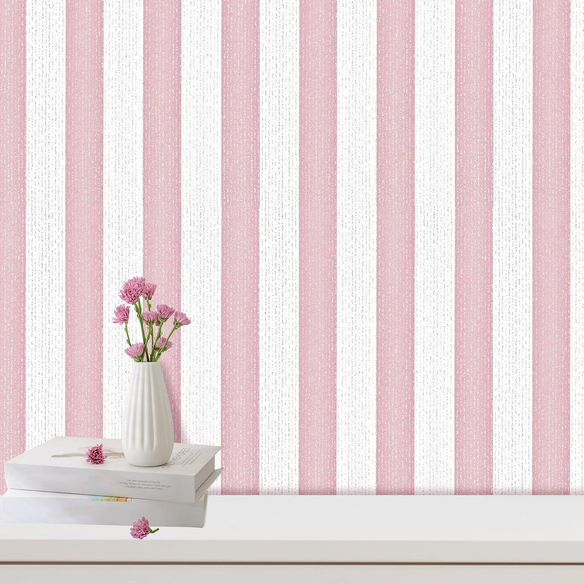 Pink Stripe Peel and Stick Wallpaper 15.7" x 1180"