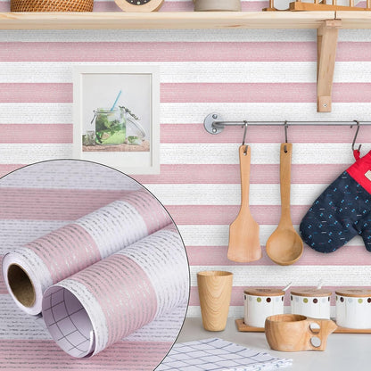 Pink Stripe Peel and Stick Wallpaper 15.7" x 1180"