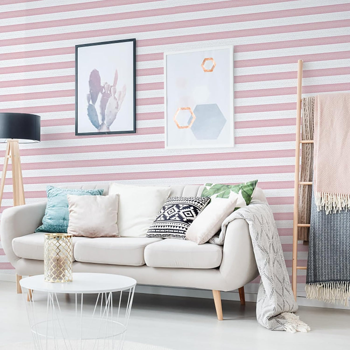 Pink Stripe Peel and Stick Wallpaper 15.7" x 1180"