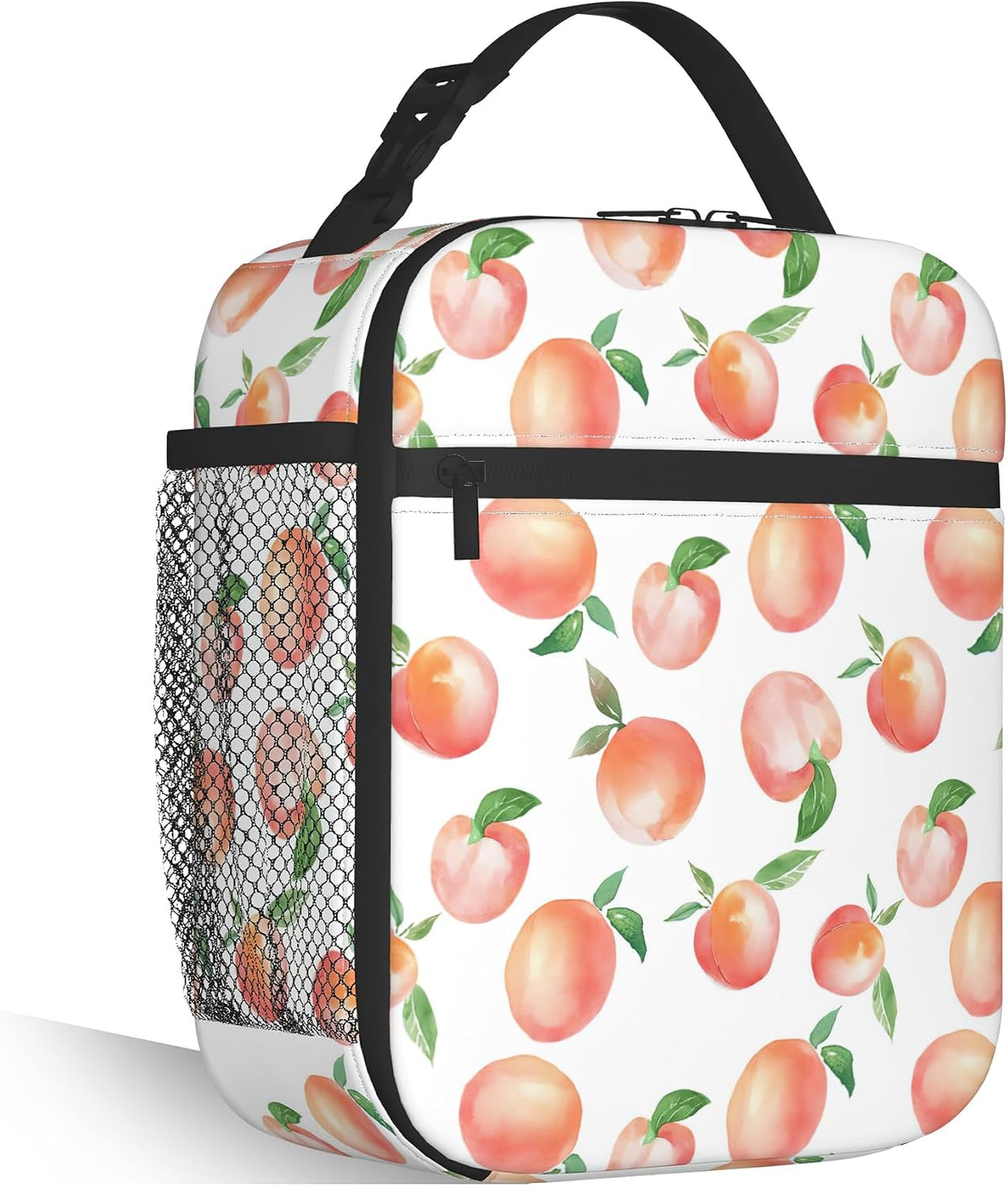 Pink Peach Lunch Tote for Girls Women, Cute Insulated Lunch Bag