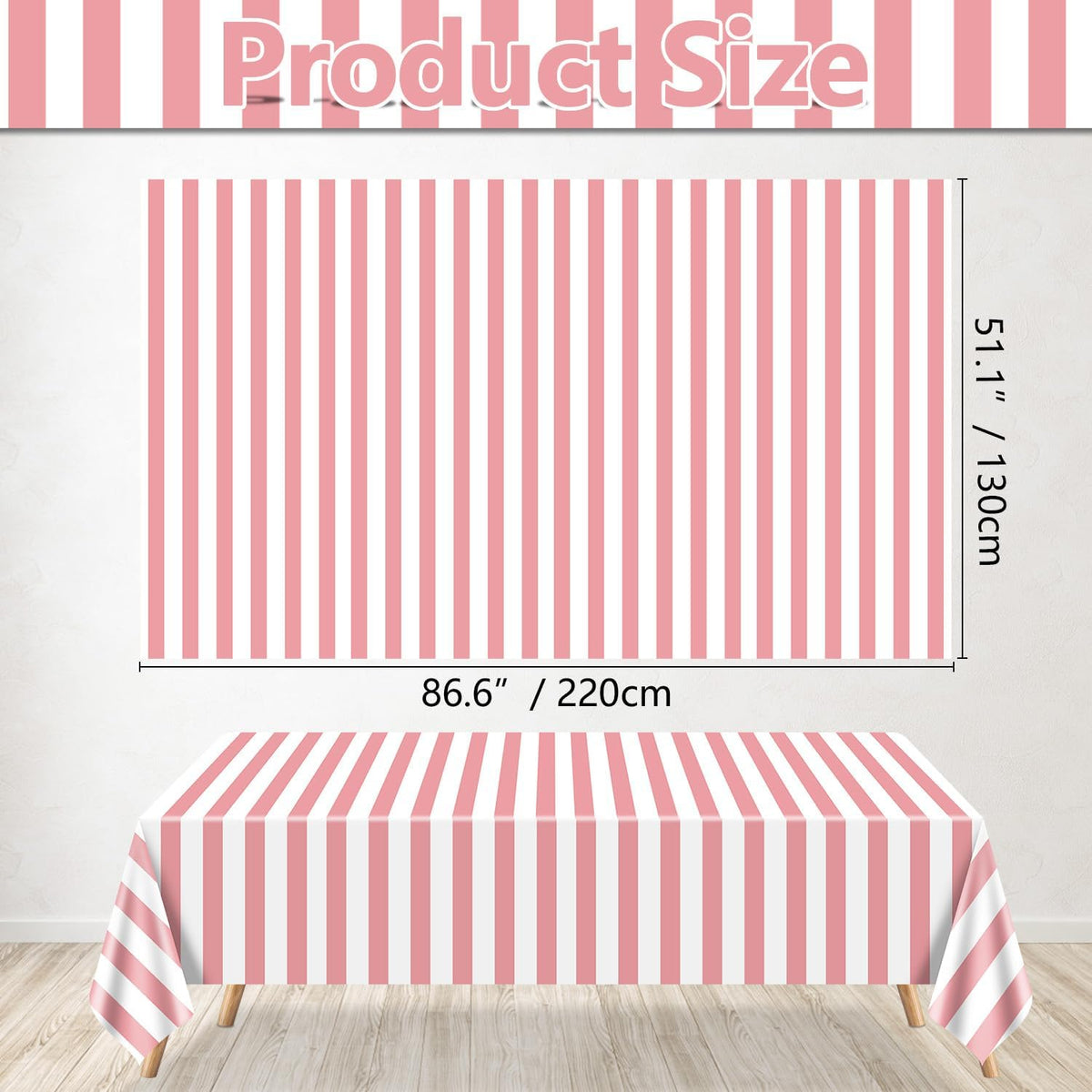 4 Pcs Pink and White Stripe Tablecloths