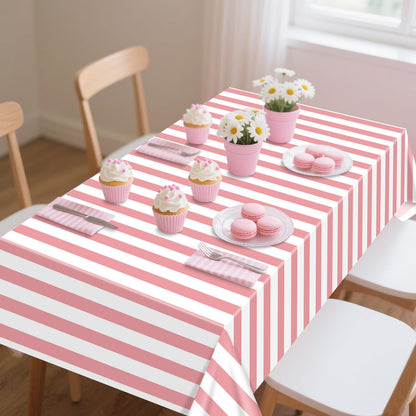 4 Pcs Pink and White Stripe Tablecloths