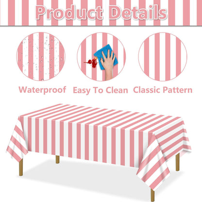 4 Pcs Pink and White Stripe Tablecloths