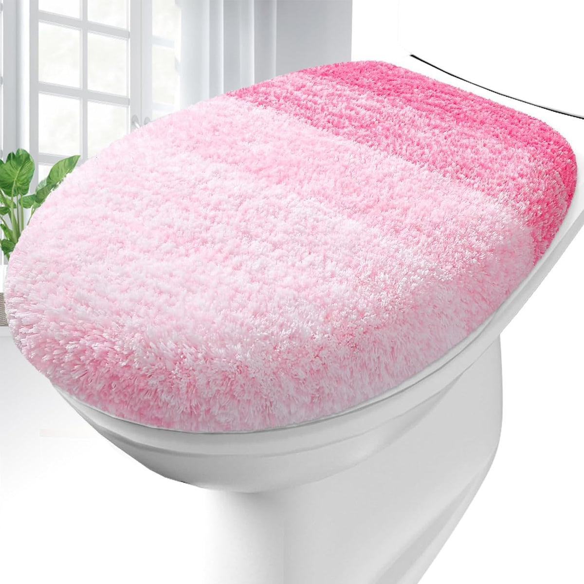 Soft Microfiber Bathroom Toilet Lid Cover, 17.5x15, Pink