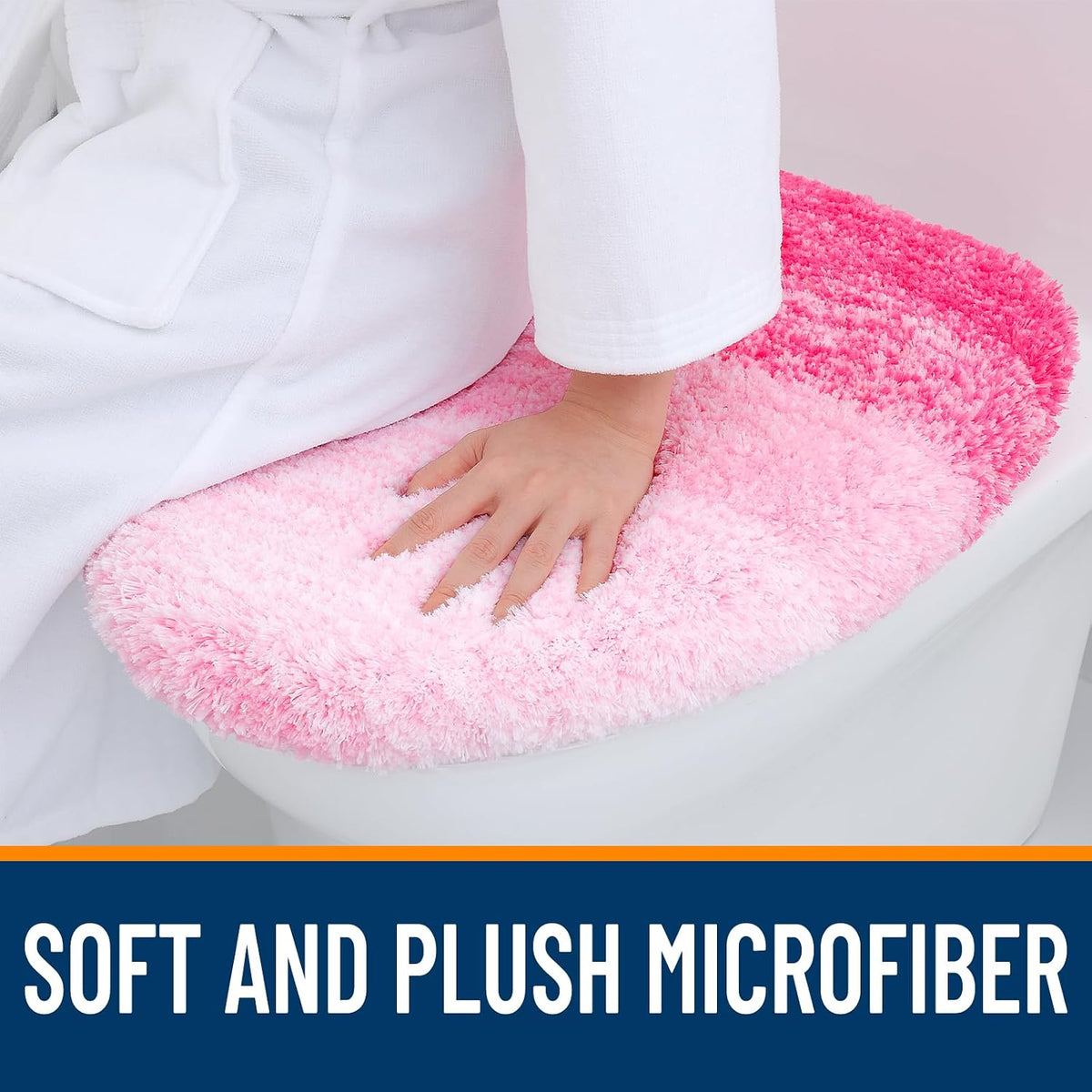 Soft Microfiber Bathroom Toilet Lid Cover, 17.5x15, Pink