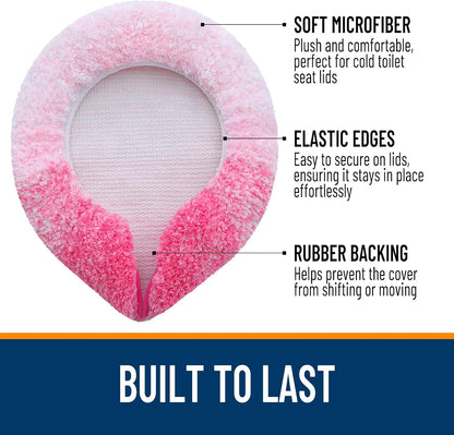Soft Microfiber Bathroom Toilet Lid Cover, 17.5x15, Pink