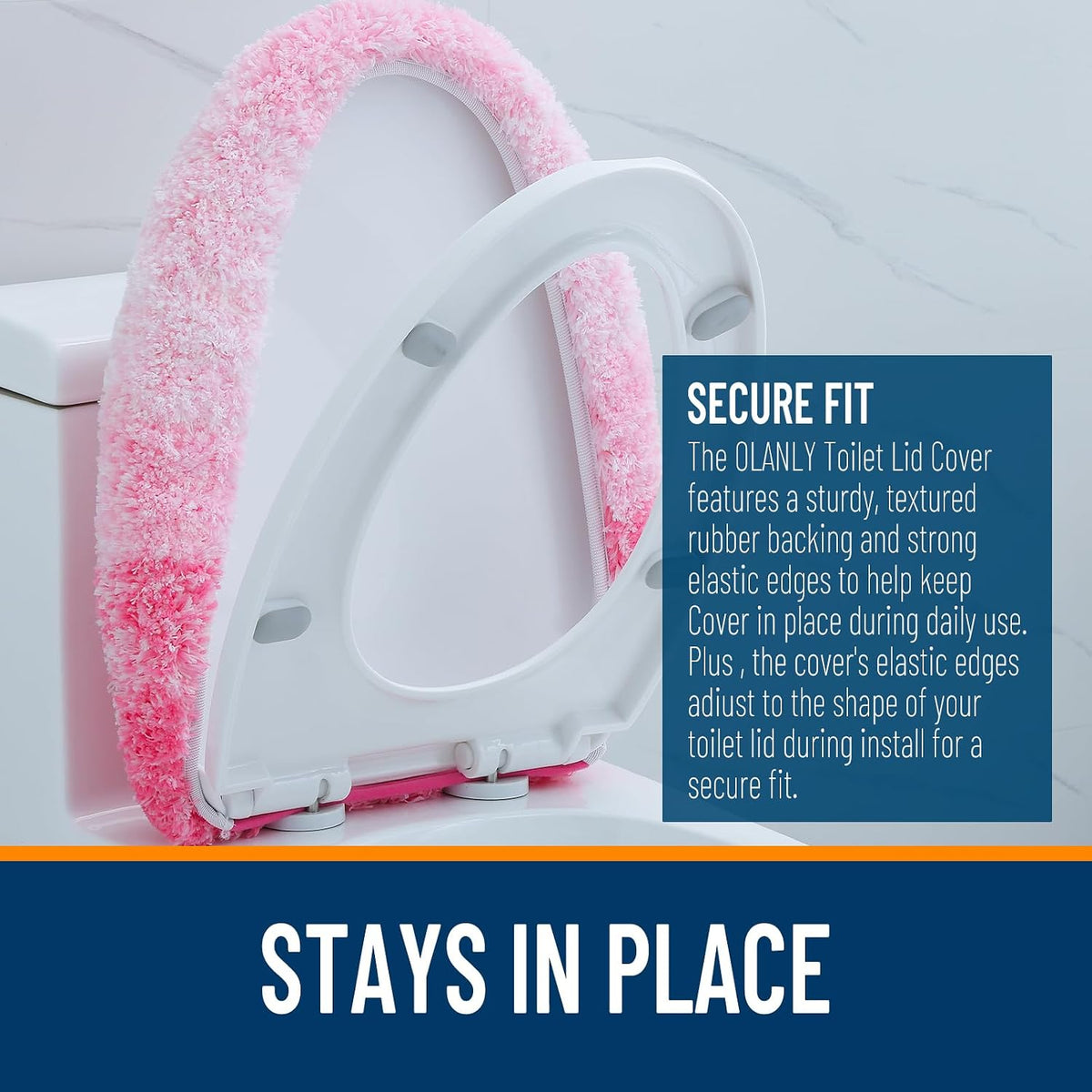 Soft Microfiber Bathroom Toilet Lid Cover, 17.5x15, Pink