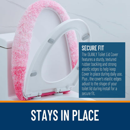 Soft Microfiber Bathroom Toilet Lid Cover, 17.5x15, Pink