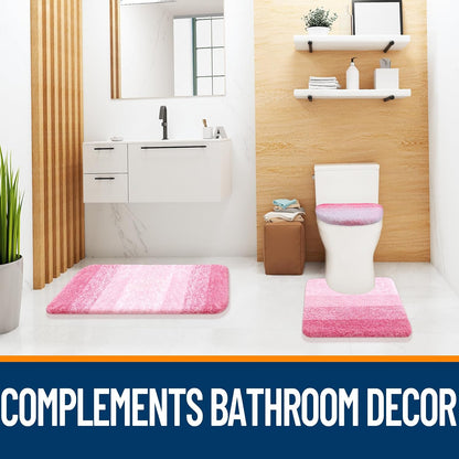 Soft Microfiber Bathroom Toilet Lid Cover, 17.5x15, Pink