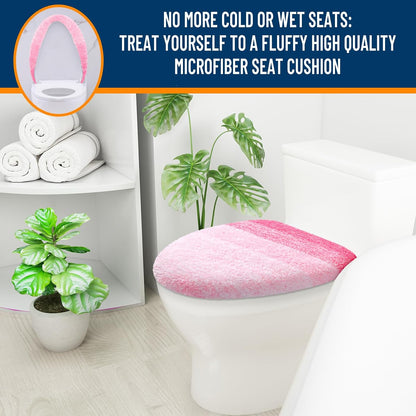Soft Microfiber Bathroom Toilet Lid Cover, 17.5x15, Pink