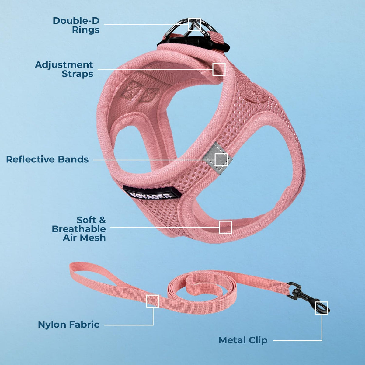 Voyager Step-in Air Cat Harness & Leash Set - Pink, S