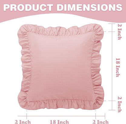 2 Pack Ruffle Pillow Cases 18x18 Inches, Light Pink