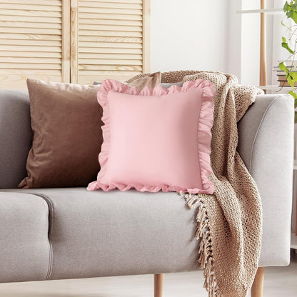 2 Pack Ruffle Pillow Cases 18x18 Inches, Light Pink
