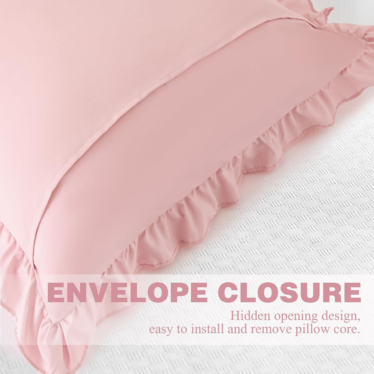 2 Pack Ruffle Pillow Cases 18x18 Inches, Light Pink