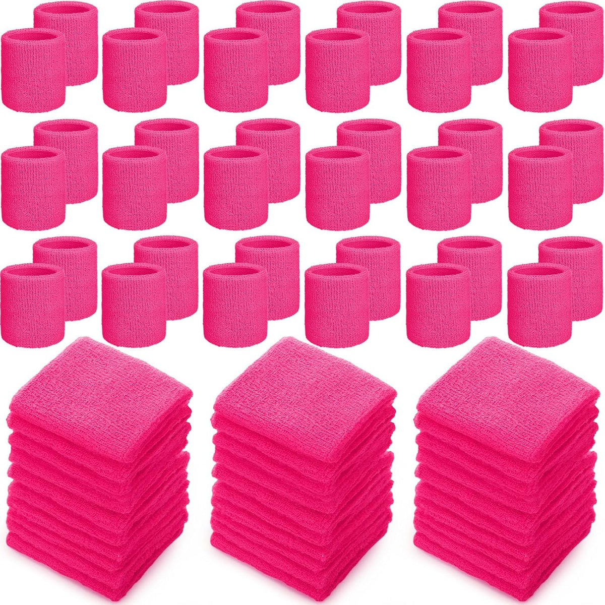 60 Pcs Wristband Bulk Sweatbands Neon 80s Sports Tennis Wristband Thick Cotton Gymnastics Adult Sweat Band Absorbent Sweatband for Men Women Party Supply Basketball Football 30 Pair