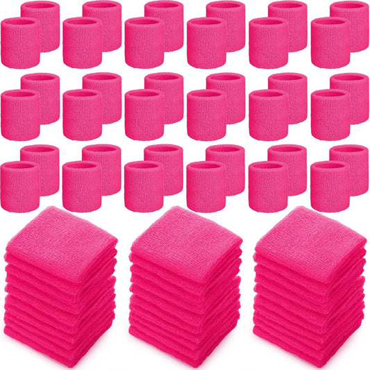 60 Pcs Wristband Bulk Sweatbands Neon 80s Sports Tennis Wristband Thick Cotton Gymnastics Adult Sweat Band Absorbent Sweatband for Men Women Party Supply Basketball Football 30 Pair