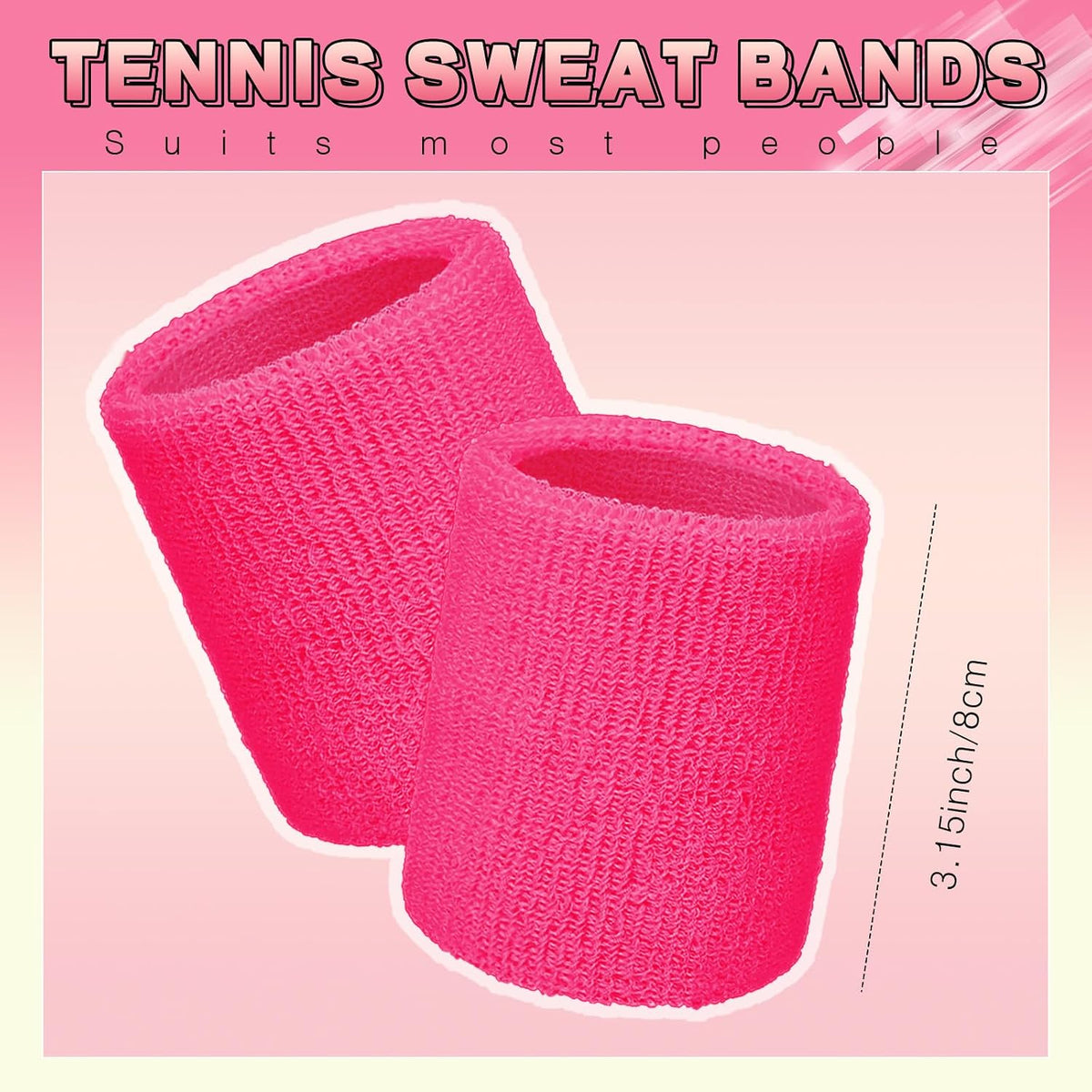 60 Pcs Wristband Bulk Sweatbands Neon 80s Sports Tennis Wristband Thick Cotton Gymnastics Adult Sweat Band Absorbent Sweatband for Men Women Party Supply Basketball Football 30 Pair