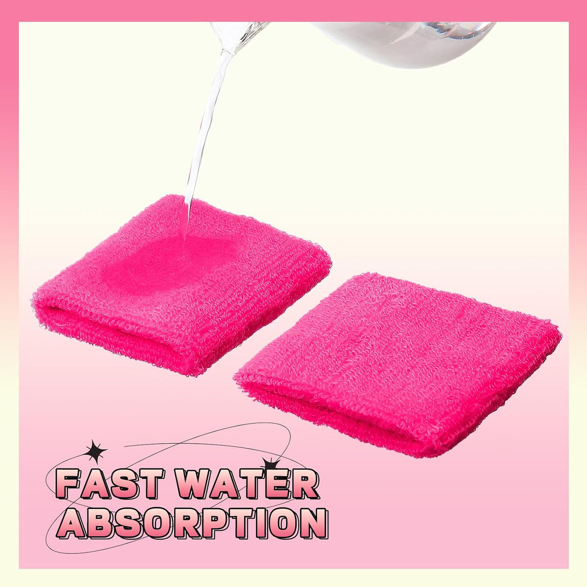 60 Pcs Wristband Bulk Sweatbands Neon 80s Sports Tennis Wristband Thick Cotton Gymnastics Adult Sweat Band Absorbent Sweatband for Men Women Party Supply Basketball Football 30 Pair