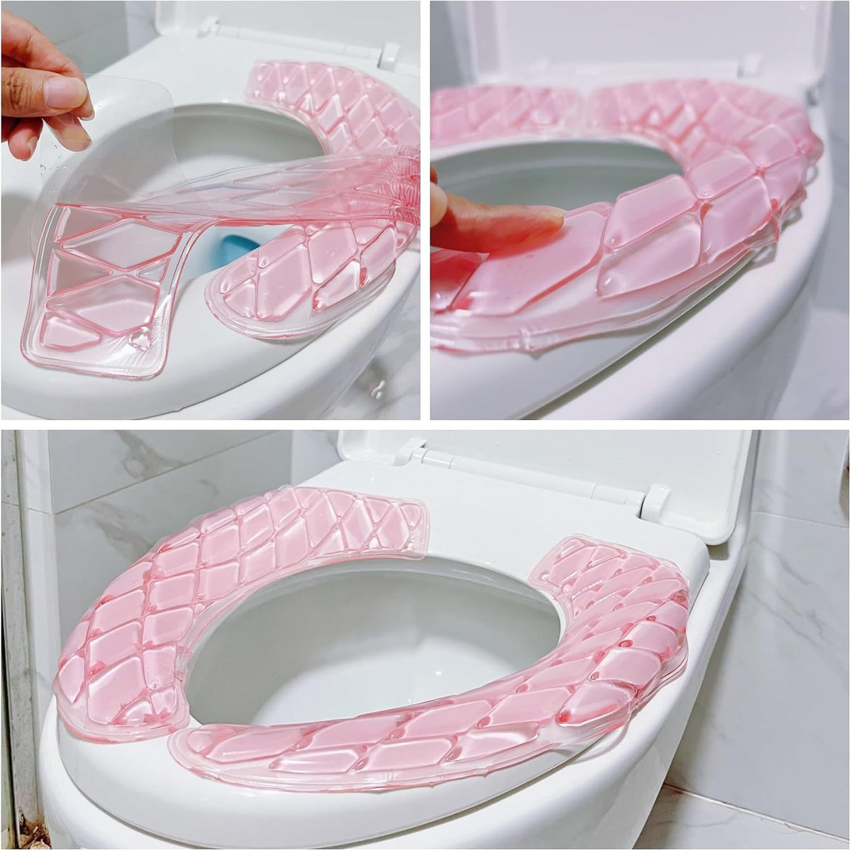 Gel Toilet Seat Cover, Toilet Seat Cushion, Toilet Cover Portable and Washable Toilet Seat Cover Universal, Washable for Standard U Shape Toilet Seats (Pink)