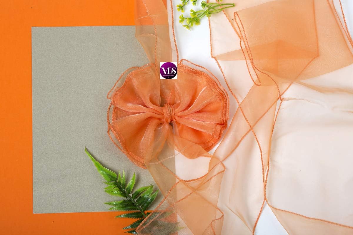 Pack of 200 Organza Chair Sashes for Weddings & Events Décor | Sheer Shiny Dining Chair Bows for Banquet, Party, Reception | Reusable Decorative Sash for Folding & Chiavari Chairs - Peach