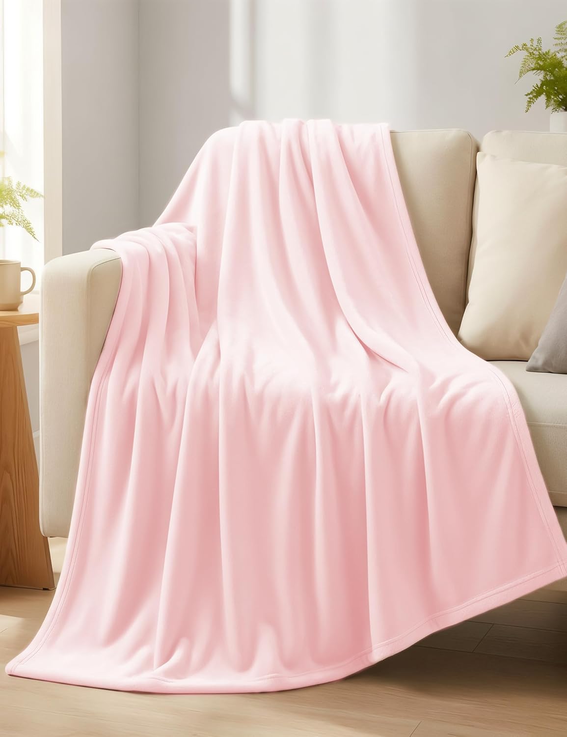 Fleece Throw Blankets – 300 GSM Pink – Soft Cozy Warm Holiday Throws for Winter, Fuzzy Plush Elegant Gifts for Kids, Men & Women - Ideal for Couch, Sofa, Chair or Bed - 50x60 Inch