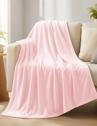 Fleece Throw Blankets – 300 GSM Pink – Soft Cozy Warm Holiday Throws for Winter, Fuzzy Plush Elegant Gifts for Kids, Men & Women - Ideal for Couch, Sofa, Chair or Bed - 50x60 Inch