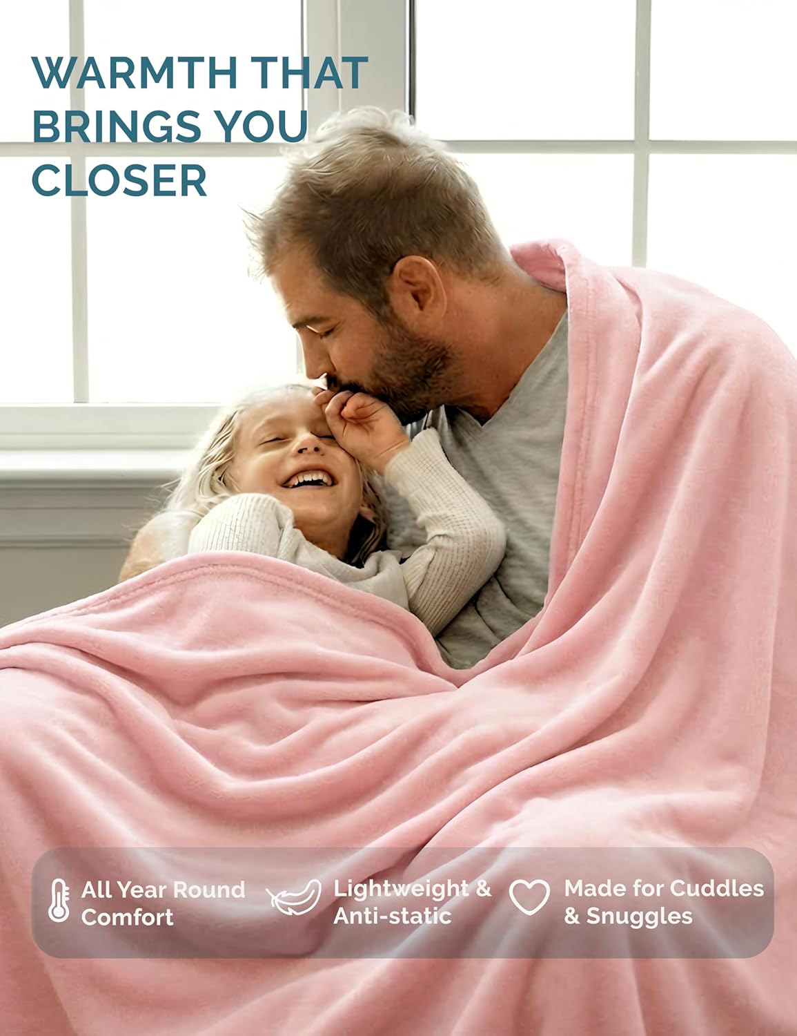 Fleece Throw Blankets – 300 GSM Pink – Soft Cozy Warm Holiday Throws for Winter, Fuzzy Plush Elegant Gifts for Kids, Men & Women - Ideal for Couch, Sofa, Chair or Bed - 50x60 Inch