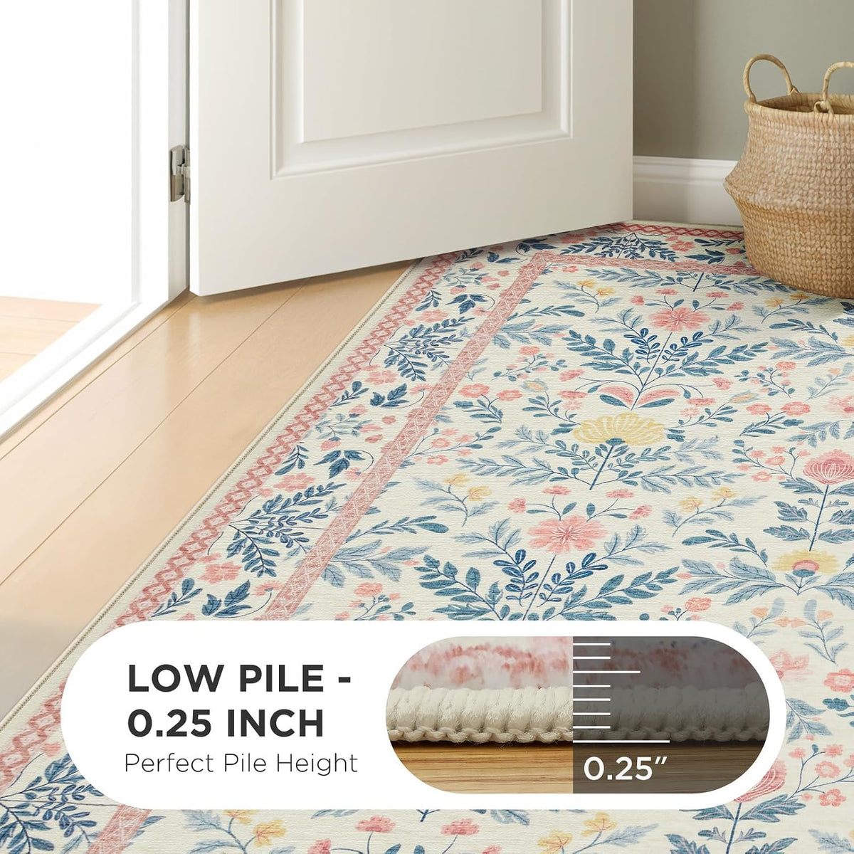 Pink Round 6ft Area Rugs for Bedroom, Washable Boho Circle Carpet