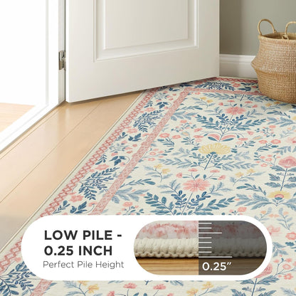 Pink Round 6ft Area Rugs for Bedroom, Washable Boho Circle Carpet